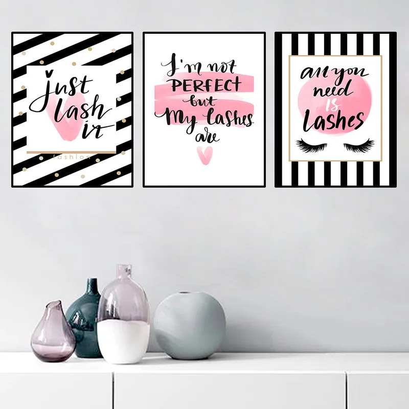 Модные ресницы настенное Искусство Холст Картина девушка розовый глаз Макияж