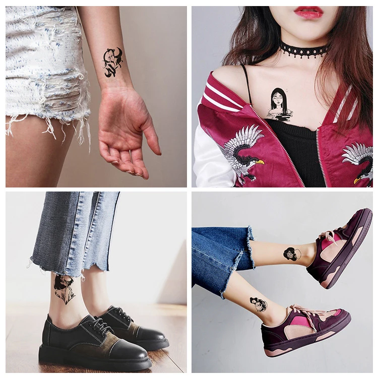 

Old School Sexy Girl Waterproof Temporary Tattoos Black Simple Lines Arm Ankle Body Couple Fashion DIY Tattoo Decals Wholesale
