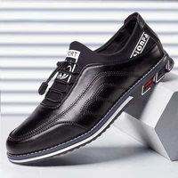 men casual shoes men leather shoes embroidery low top pu solid color breathable waterproof non slip round men loafers