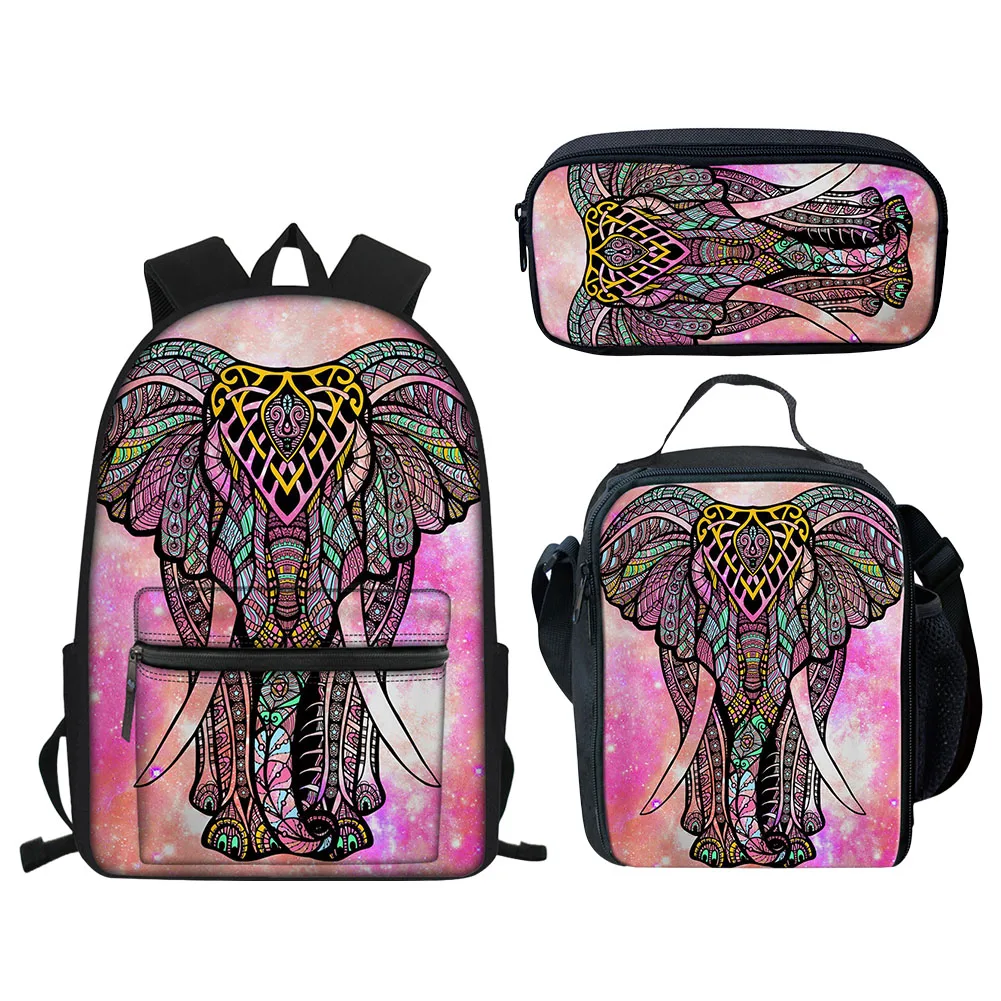 

Elephant Kids School Bags Student Shoulder Girls 3pcs Pattern Orthopedic Satchel Backpack Pencil Book Teenagers Rucksack