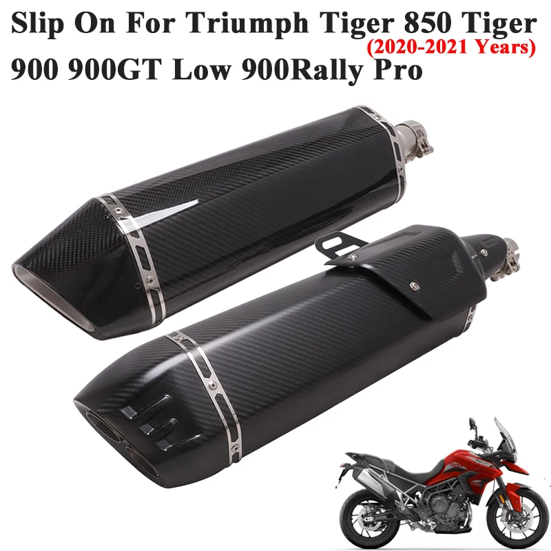 

For Triumph Tiger 850 900 GT Low Rally Pro 2020 2021 Motorcycle Exhaust Escape Modify Link Pipe Carbon Fiber Muffler Double Hole