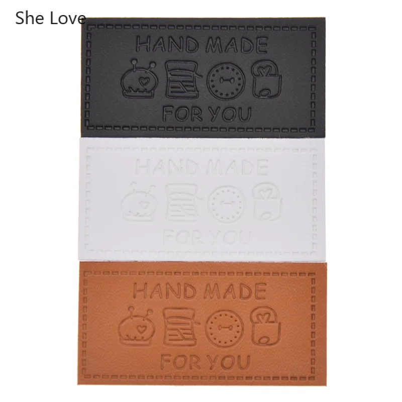 Ярлыки для одежды ручной работы из ПУ кожи прямоугольной формы 24 шт./лот|Этикетки