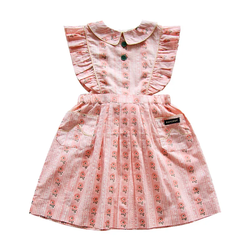 

BD Dress girls 2021 summer new products exquisite embroidery printed ruffled flying sleeve skirt ins children's skirt