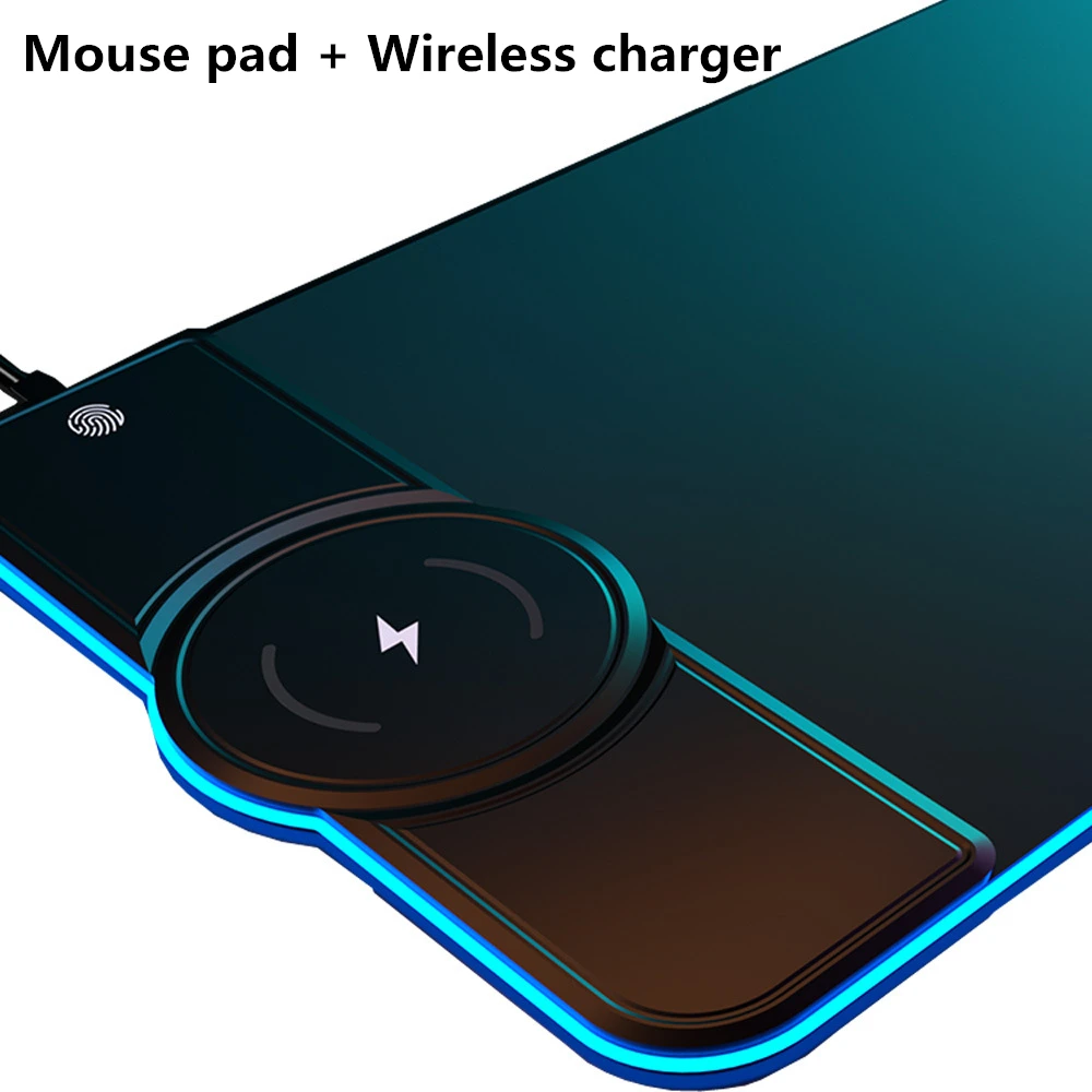 

Gaming Mouse Pad Computer Mousepad RGB Large Mouse Pad Gamer XXL Mouse Carpet PC Desk Play Mat with Backlit + Wireless Charger