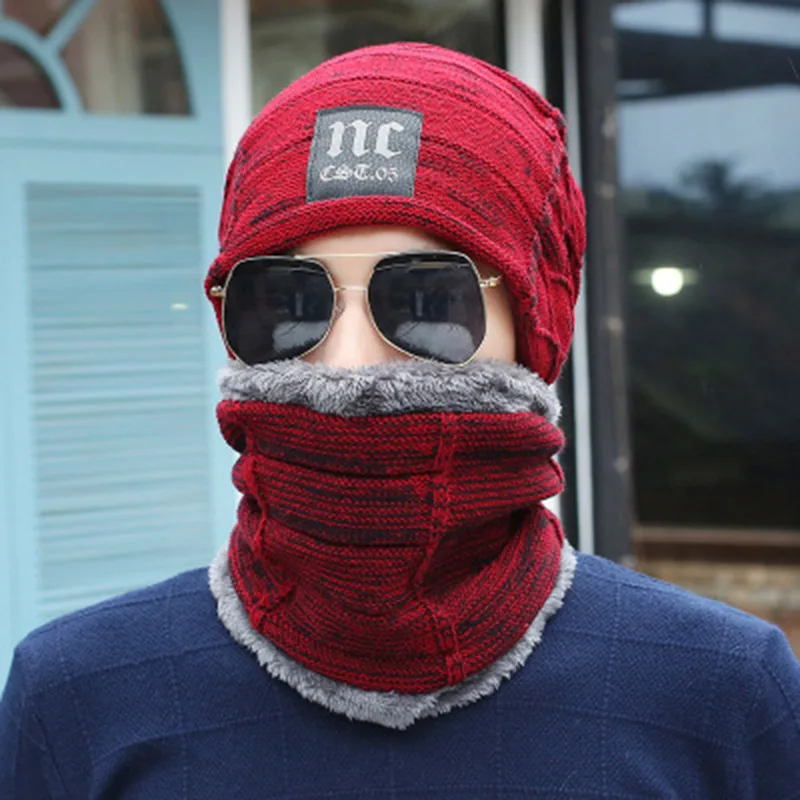 Новинка 2021 вязаные зимние шапки унисекс облегающие для мужчин воротник женская