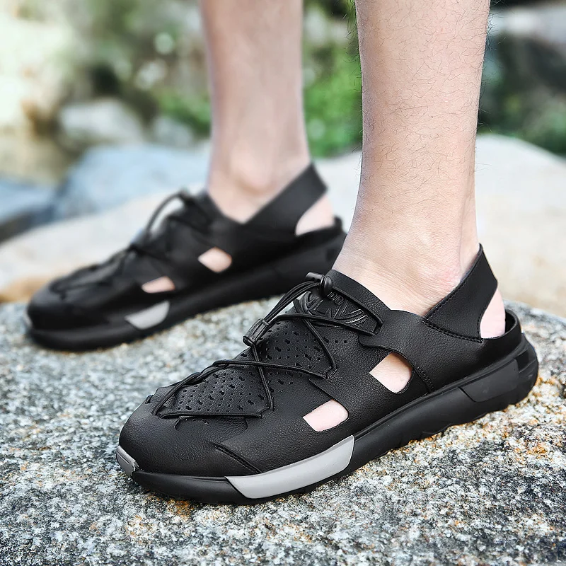 Сандалии мужские из натуральной кожи водонепроницаемая обувь для занятий