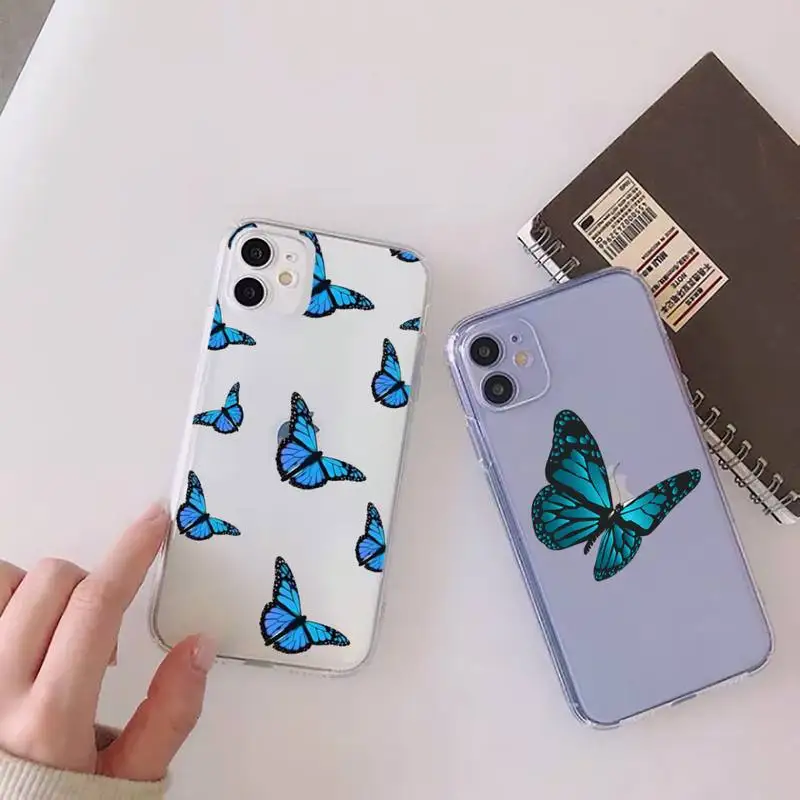 

butterfly Phone Case Clear Transparent for iPhone 11 12 13 mini pro XS MAX 8 7 6 6S Plus X 5S SE XR 2020