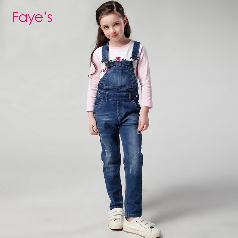 

3T-10T Girls Denim Dungarees Kids Overalls Jumpsuits Jeans Trousers Children Clothes Kids Clothing