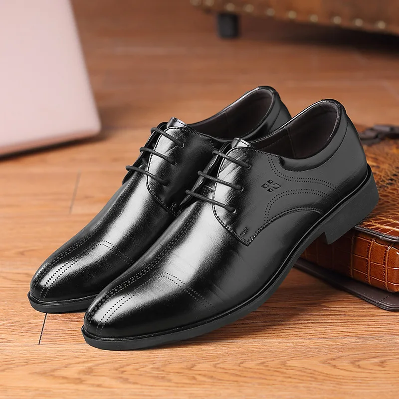 

High Quality Brand Men Formal Shoes Men Oxford Leather Dress Shoes Fashion Business Men Shoes Pointed Wedding Shoes