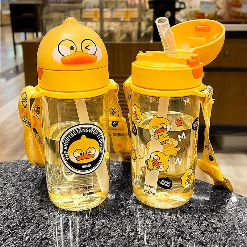 

Детская пластиковая чашка JY, летняя бутылка для воды с милым утенком, с ремешком, для обучения питьевой воды, 350 мл, 430 мл, 450 мл