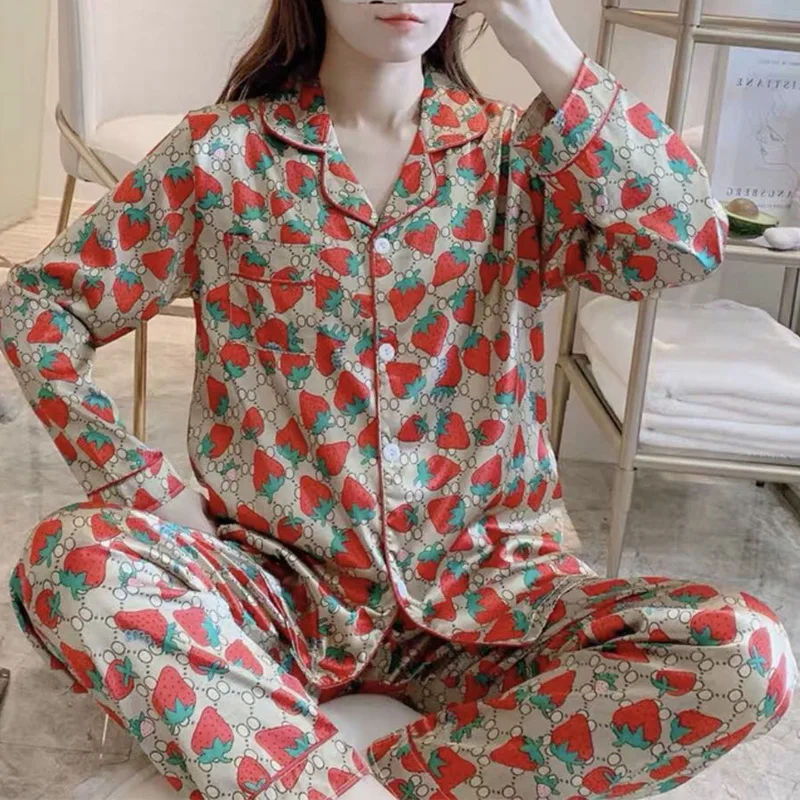 

Silk Pajamas for Women's Satin Pyjama Set Long Sleeve Casual Sleepwear Nightwear Comfortable Animal Loungewear Satin