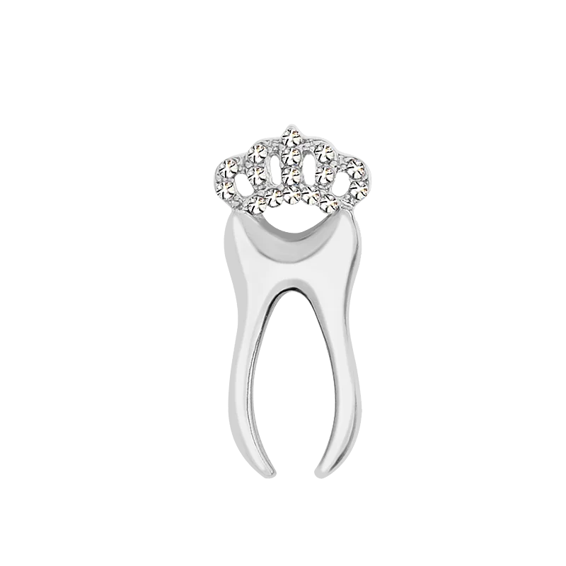 Silver Teeth Эмалированные булавки для зубов, золото, серебро, зуб, анатомия сердца, значок доктора медсестры, стоматолога, куртки, нагрудные броши, орган, медицинские украшения, подарки - Окраска металла: Silver Teeth