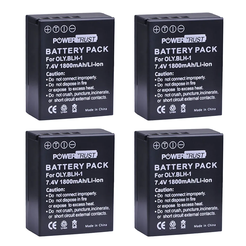 4battery PowerTrust 2 шт. BLH-1 BLH1 BLH 1 сменная батарея и ЖК-USB двойное зарядное устройство для камеры Olympus E-M1 Mark II - Цвет: 4battery