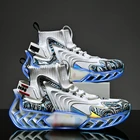 Кроссовки мужские, дышащие, с высоким берцем, на плоской подошве, белые, повседневные, 2021