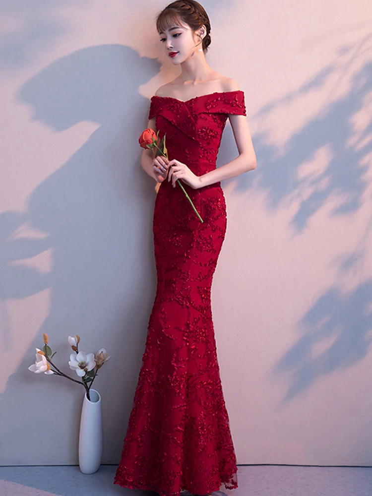 Вечернее платье с открытыми плечами Robe De Soiree Soild платье в пол вечерние платья с коротким рукавом деловая вечерняя одежда F164