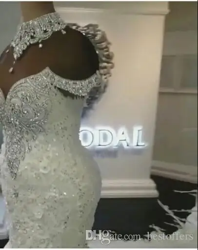 Luxury Dubai Arabic Mermaid Wedding Dress 2019 Beaded Crystals Court Train Bridal Gowns Plus Size Custom Made | Свадьбы и торжества