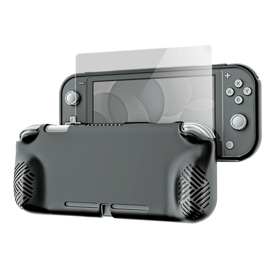 Черный Чехол OIVO shand Switch Lite из закаленного стекла для защиты экрана, набор для Switch Lite, мягкий чехол из ТПУ, HD защита экрана - Цвет: Черный
