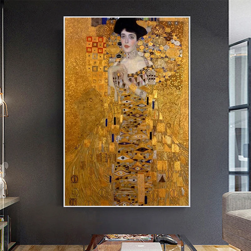

Famous Posters and Prints Portrait of Adele Bloch By Gustav Klimt Oil Canvas Paintings Wall Art Pictures for Living Room Deocr