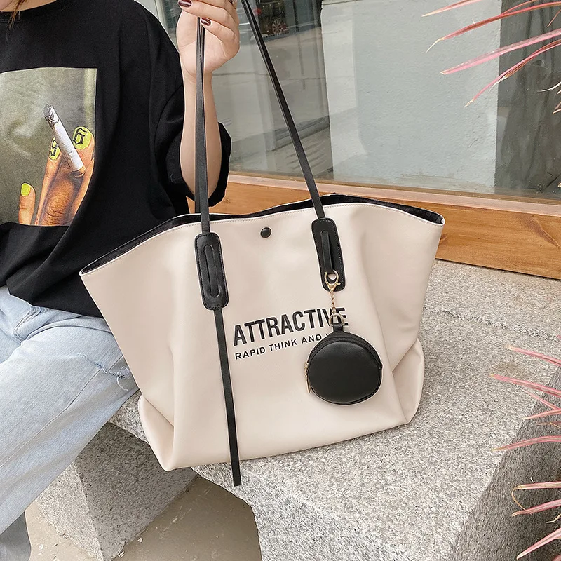 

casual letter women shoulder bags large capacity totes designer handbags luxury soft pu leather messenger bag female big purses