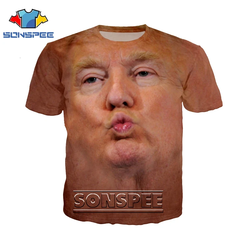 Футболка Мужская/женская с 3D принтом лицо Дональда Трампа|Мужские футболки| |