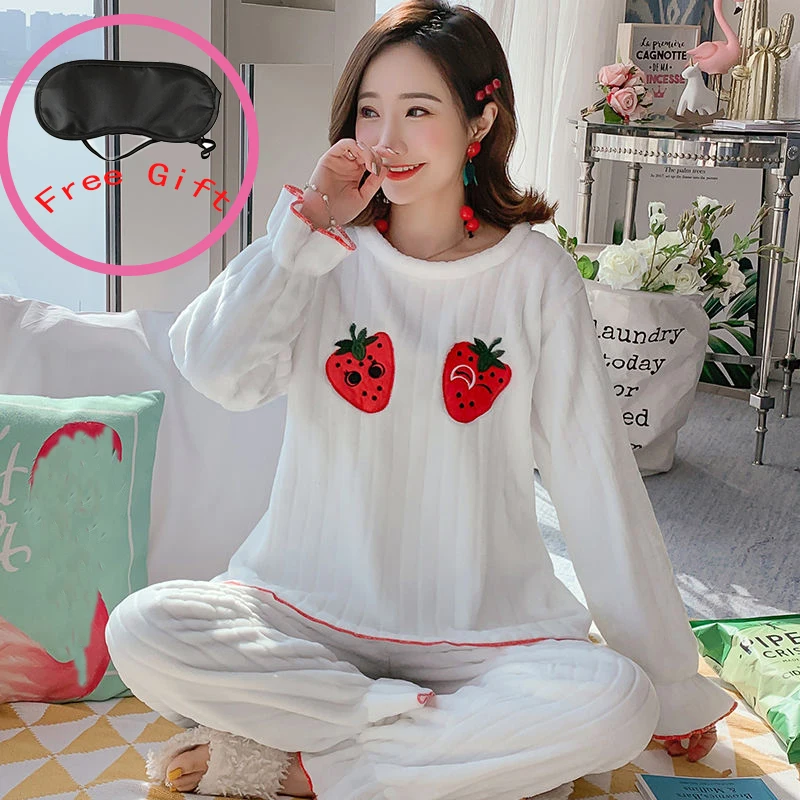 Пижама женская бархатная с длинным рукавом на осень/зиму 2019|Комплекты пижам| |