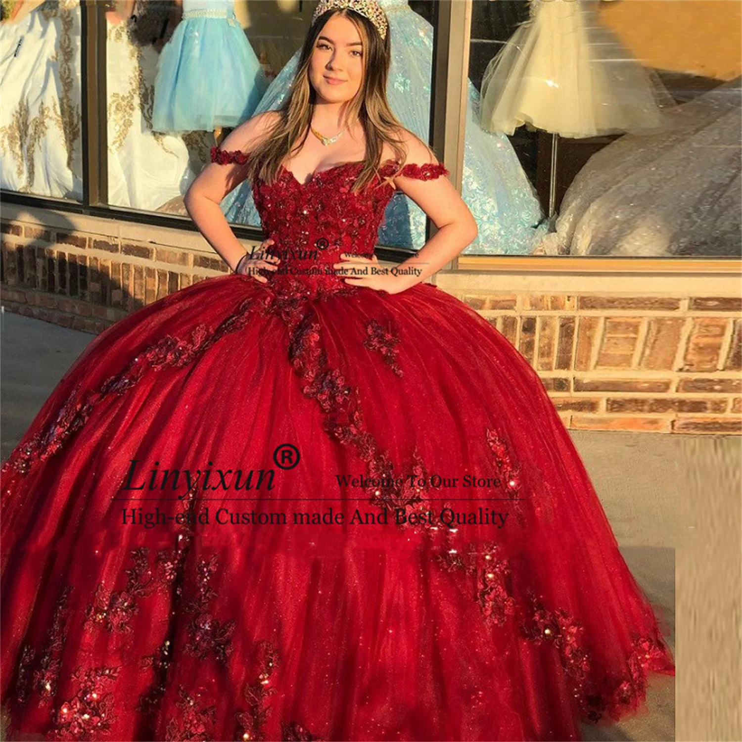 

Luxury Burgundy Ball Gown Quinceanera Dresses Lace Beads Sweet 16 Dress Princess Dresses For 15 Years Vestidos de 15 años anos