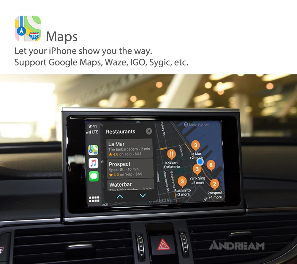 Беспроводной Apple Carplay Android авто интерфейс коробка для AUDI Q5 экран обновление
