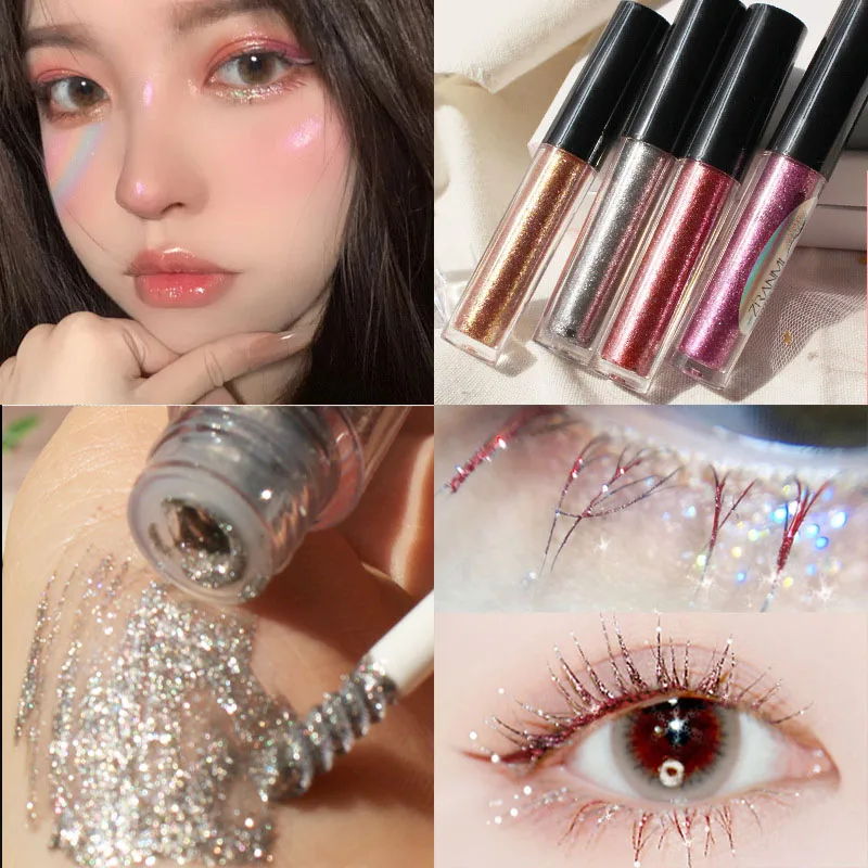 

Colored Shiny Mascara White Brown Red Mascara Glitter Lengthening Eyelashes Female Cosmetics Makeup Waterproof Mascara 4D Volume