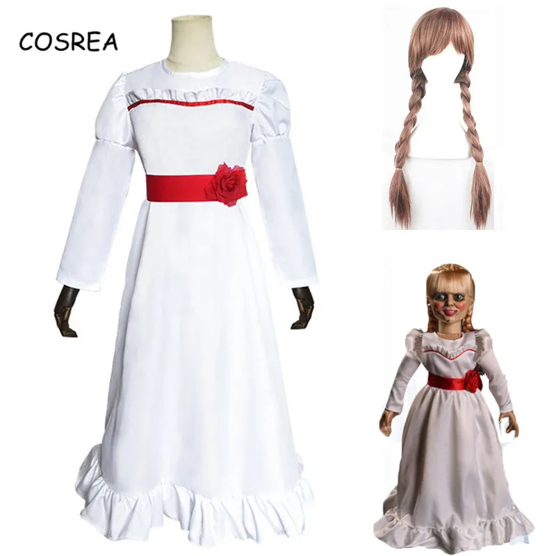 Платье на Хэллоуин для девочек кукла Аннабель косплей костюм женщин детей