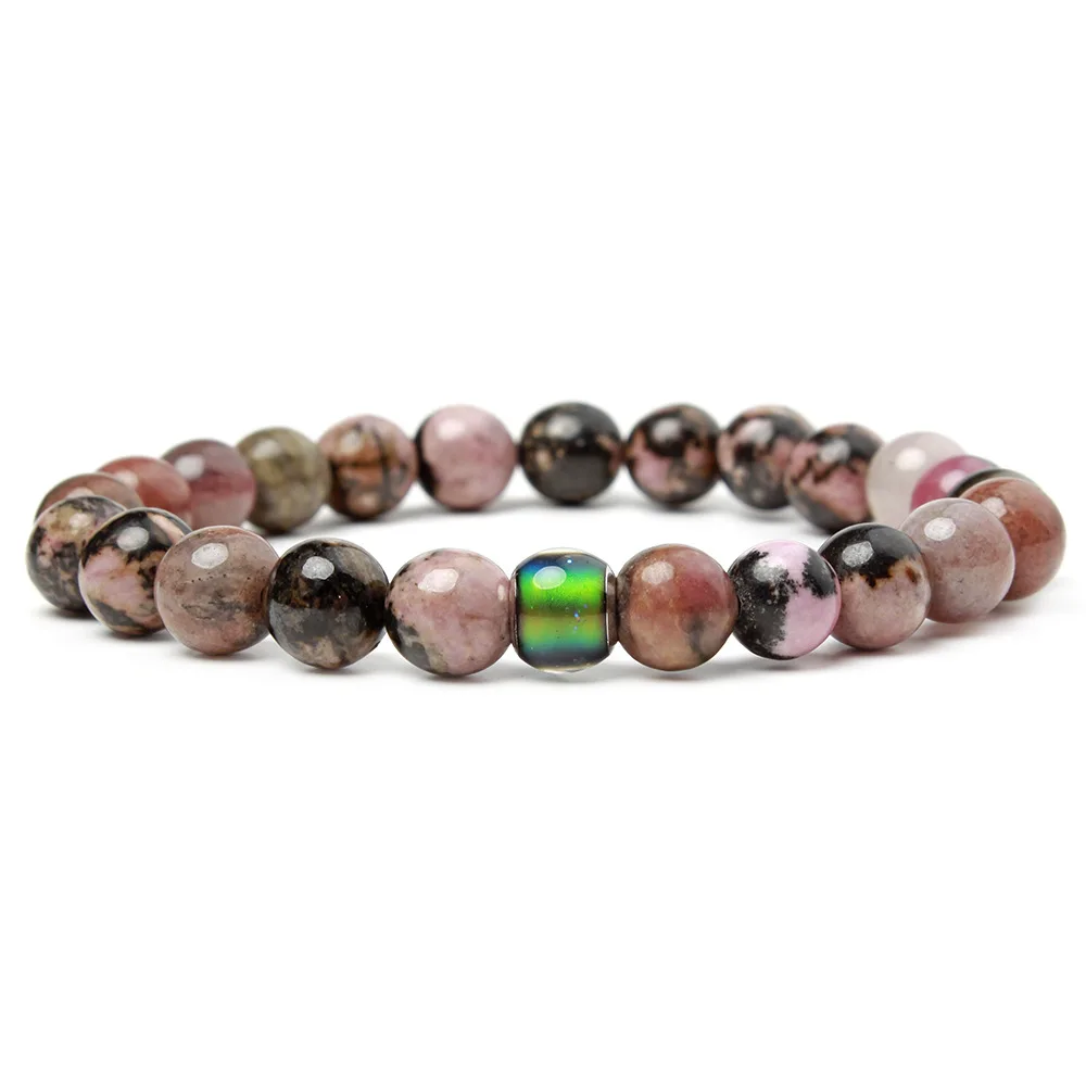 

European And American Temperament Tiger Eye Volcanic Stone White Pine Moodbear Temperature Sensitive Discoloration Bead Bracelet