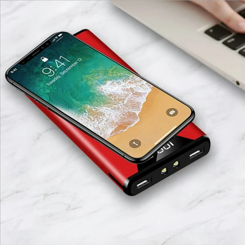 Беспроводное зарядное устройство QI 10000 мАч для Xiaomi портативное двойной USB внешний
