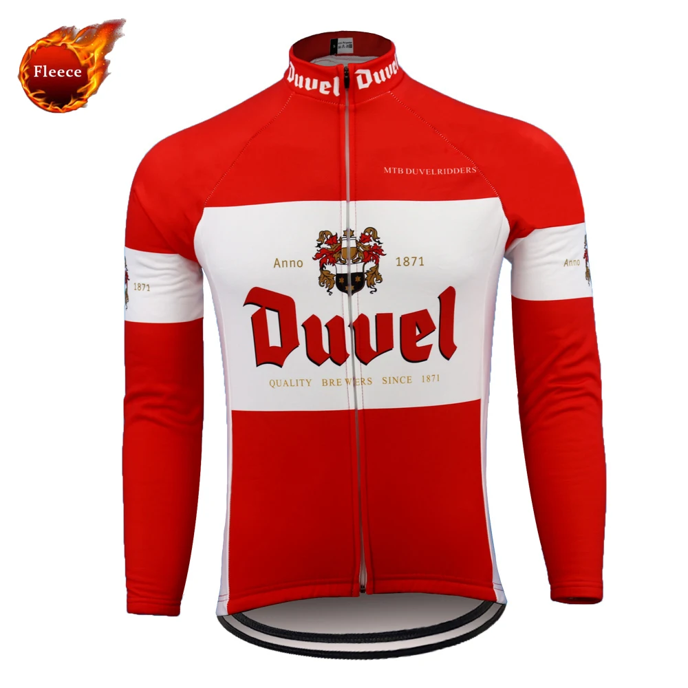 DUVEL Велоспорт Джерси Пиво для мужчин с длинным рукавом велосипед одежда зима флис и весна осень тонкая одежда для велоспорта Майо ciclismo - Цвет: men long fleece