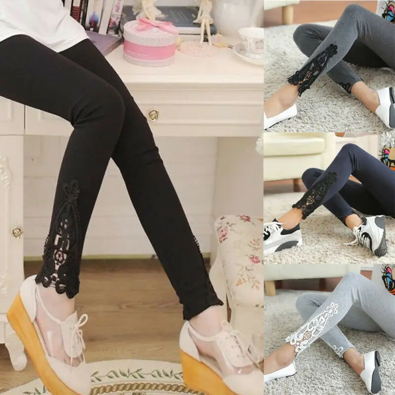 Женские сексуальные обтягивающие кружевные хлопковые брюки модные однотонные