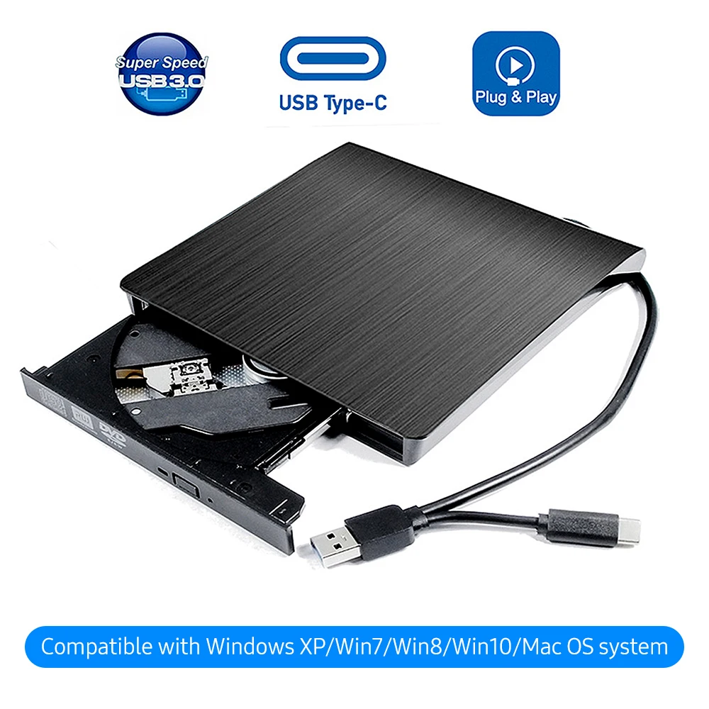 USB 3 0 Тип C Dual Порты и разъёмы ультра тонкий внешний оптический привод CD/DVD плеер в