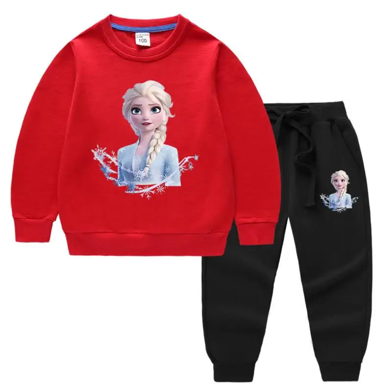 Модный детский комплект одежды Холодное сердце толстовка Эльза + штаны для