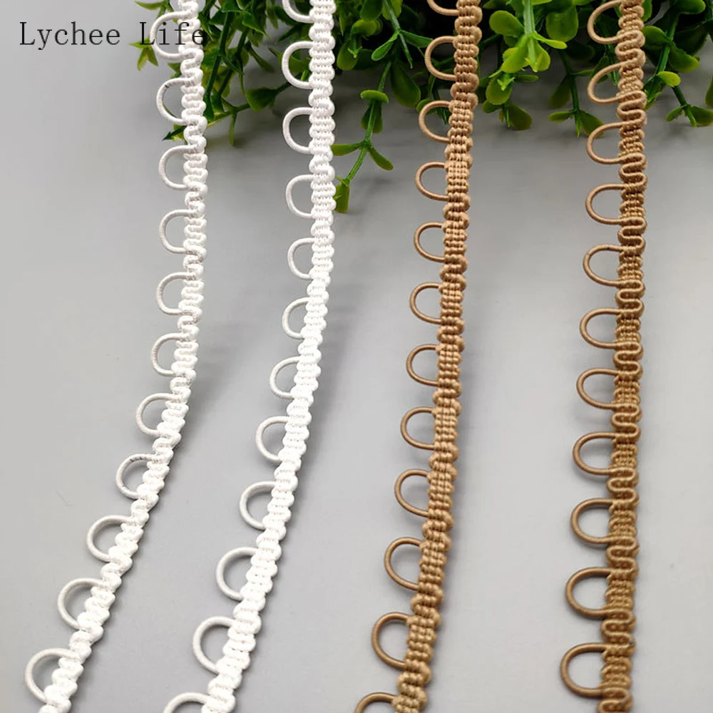 Lychee Life 5Yards Elastic Braid Lace Belt Clothes Accessories Wedding Party U Shape Trims Sewing Ribbon Handmade Crafts