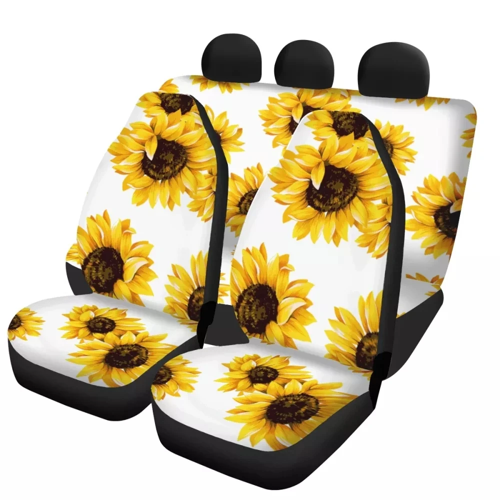 

PinUp Angel SunFlower Design Easy Clean Car Interior Seat Covers Washable Auto Front/Back Seat Cushion Waterproof Universal