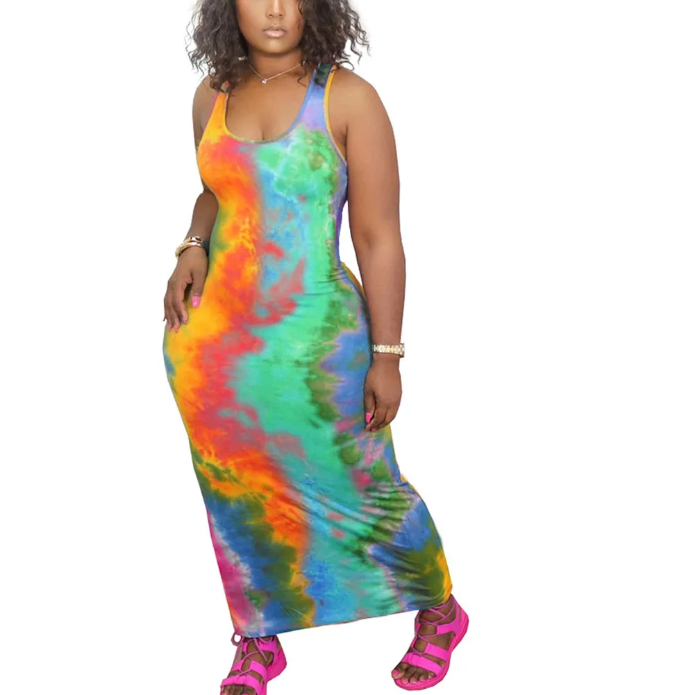 

Women's Sling Dress, Printed Midi, Square Collar No-Sleeve Loose Summer Casual Home Girl Clothes