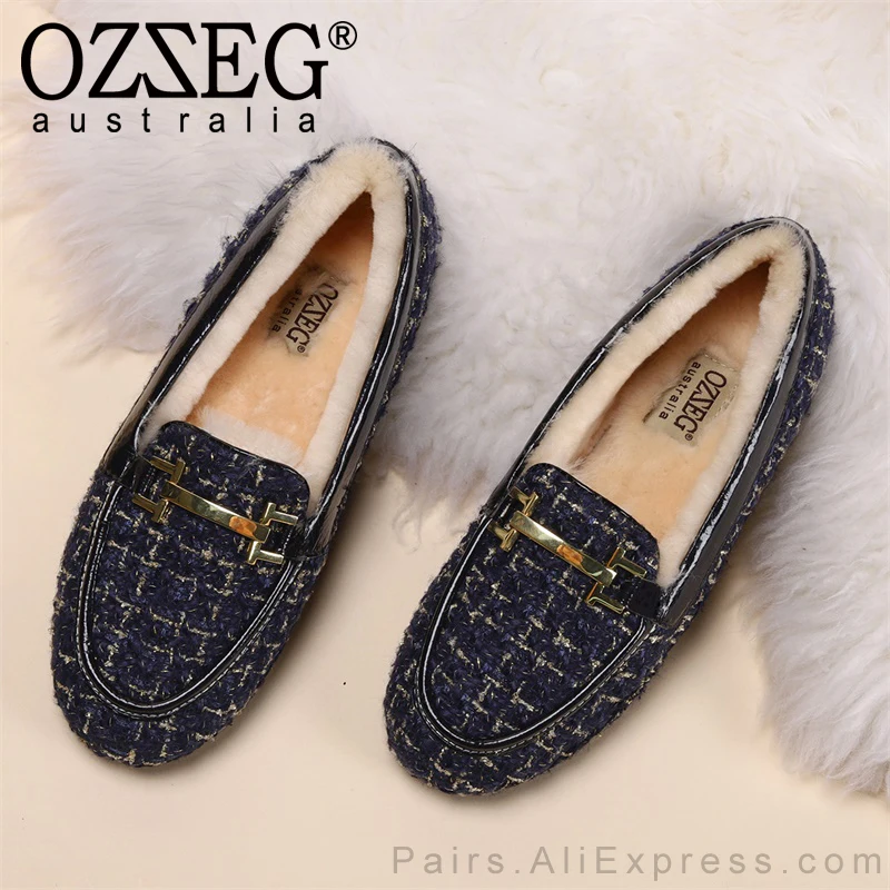 OZZEG/Роскошная брендовая Дизайнерская обувь Женская зимняя на плоской подошве