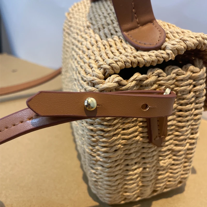 Летняя сумочка из соломы ротанга сумки натуральной кожи Модная Повседневная