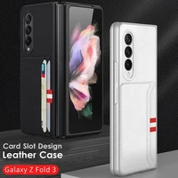 pu leather wallet case for samsung galaxy z fold3 card slot hard cover for galaxy z fold 3 5g
