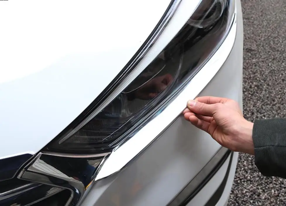 Аксессуары для hyundai Tucson- Хром передний головной светильник лампа век брови полосы крышка отделка