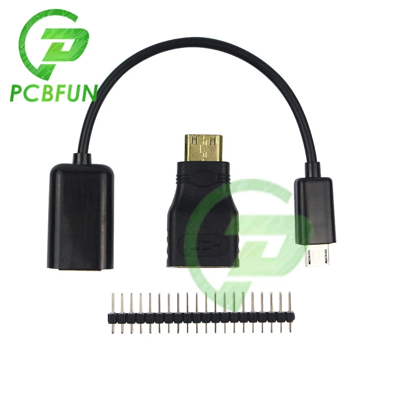 3 in1 for Raspberry Pi Zero Adapter Kit Mini HDMI to HDMI adapter+Micro USB to USB Female OTG Cable+20pin Male GPIO Header RRI 0