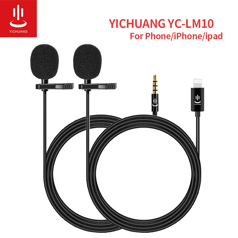 YICHUANG YC LM10 отворот Lavalier микрофон клип на рубашке Воротник молния 1 5 м для iPhone iPad Huawei