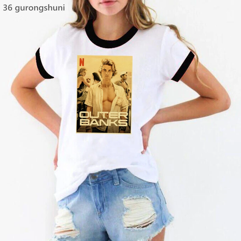 

Vintage Outer Banks Print Women'S Clothing Tshirt Funny Pogues Life T-Shirt Female Harajuku Shirt Summer Tops Tee Shirt Femme