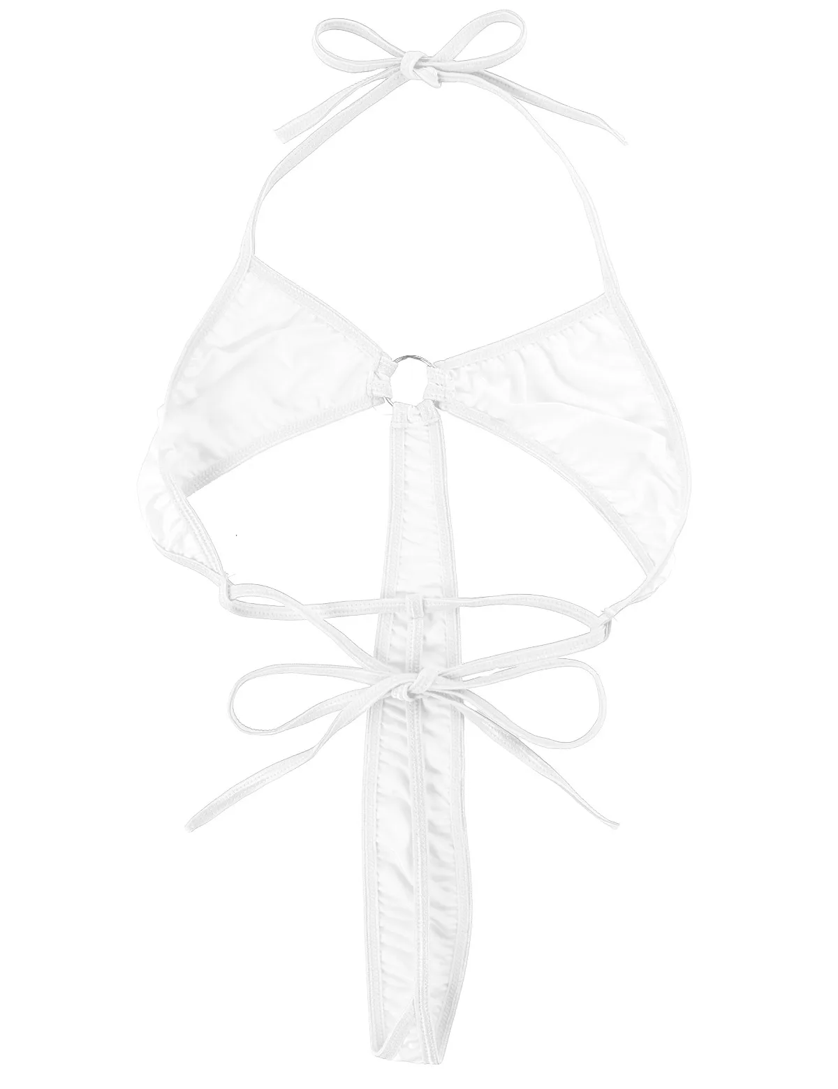 

Erotic Bikini Lingerie Bodysuit for Women Halter Neck Bra G-string Briefs Lace-up Swimwear Nightwear for Valentine Day Honeymoon