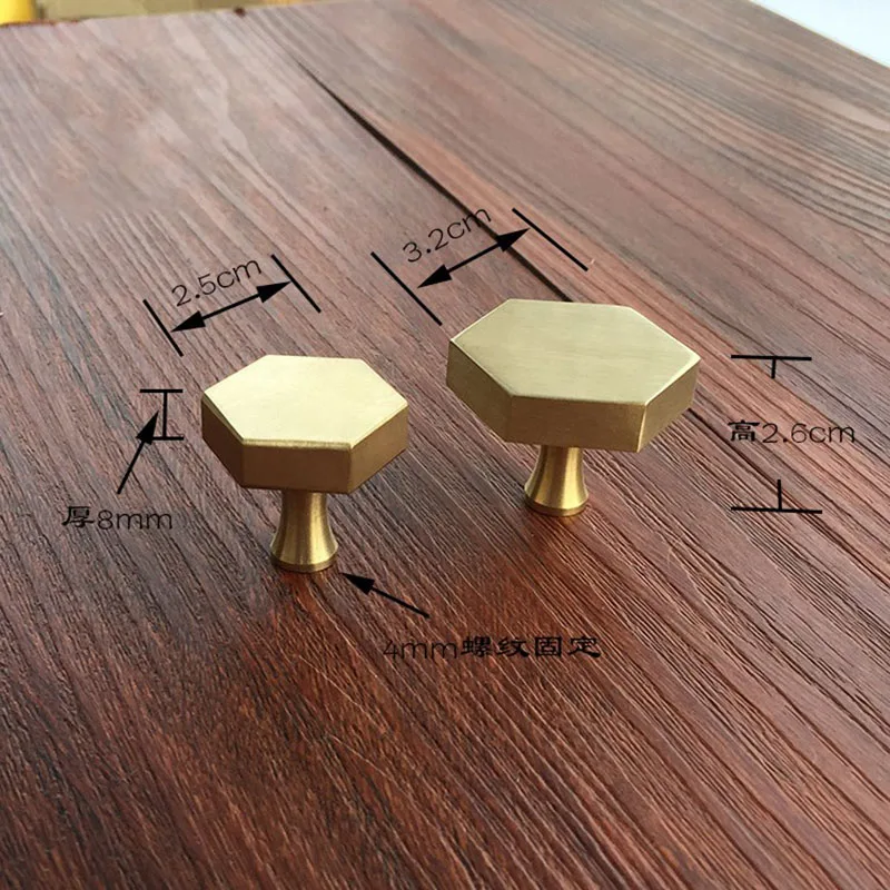 

10pcs/lot Brass Hexagon Knobs Cabinet Knob Handle Dresser Knobs Drawer Pulls Handles Antique Kitchen Furniture Hardware