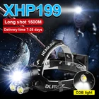Новейший самый мощный светодиодный налобный фонарь XHP199, налобсветильник фонарь XHP160, перезаряжаемый налобный фонарь XHP90, налобный фонарь для рыбалки с 2 лампами COB
