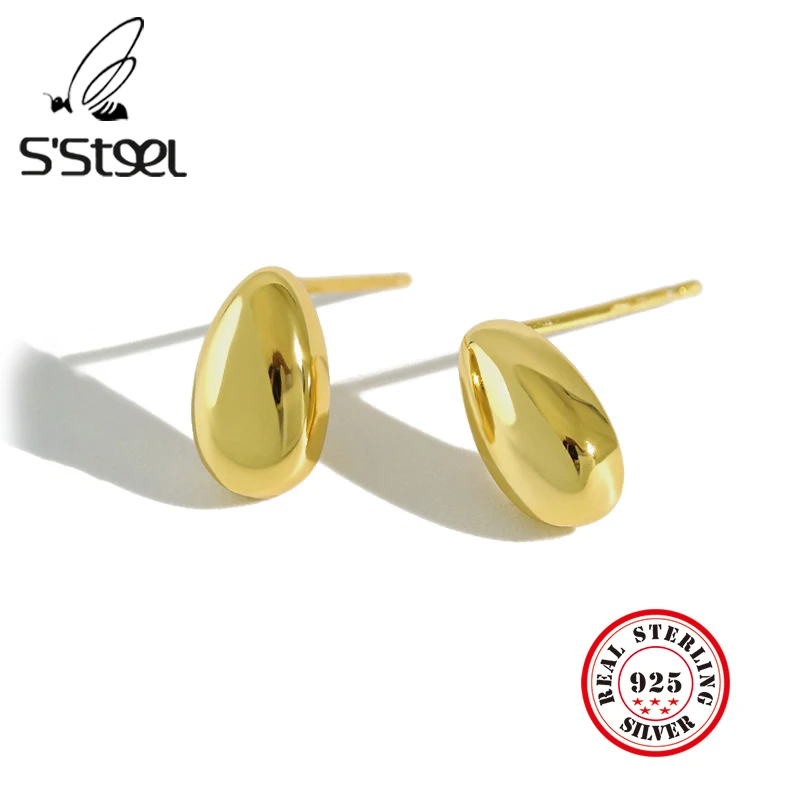 

S'STEEL Geometric Stud Earring Sterling Silver 925 Earrings For Women Pendientes Plata De Ley 925 Mujer Kolczyki Fine Jewelry