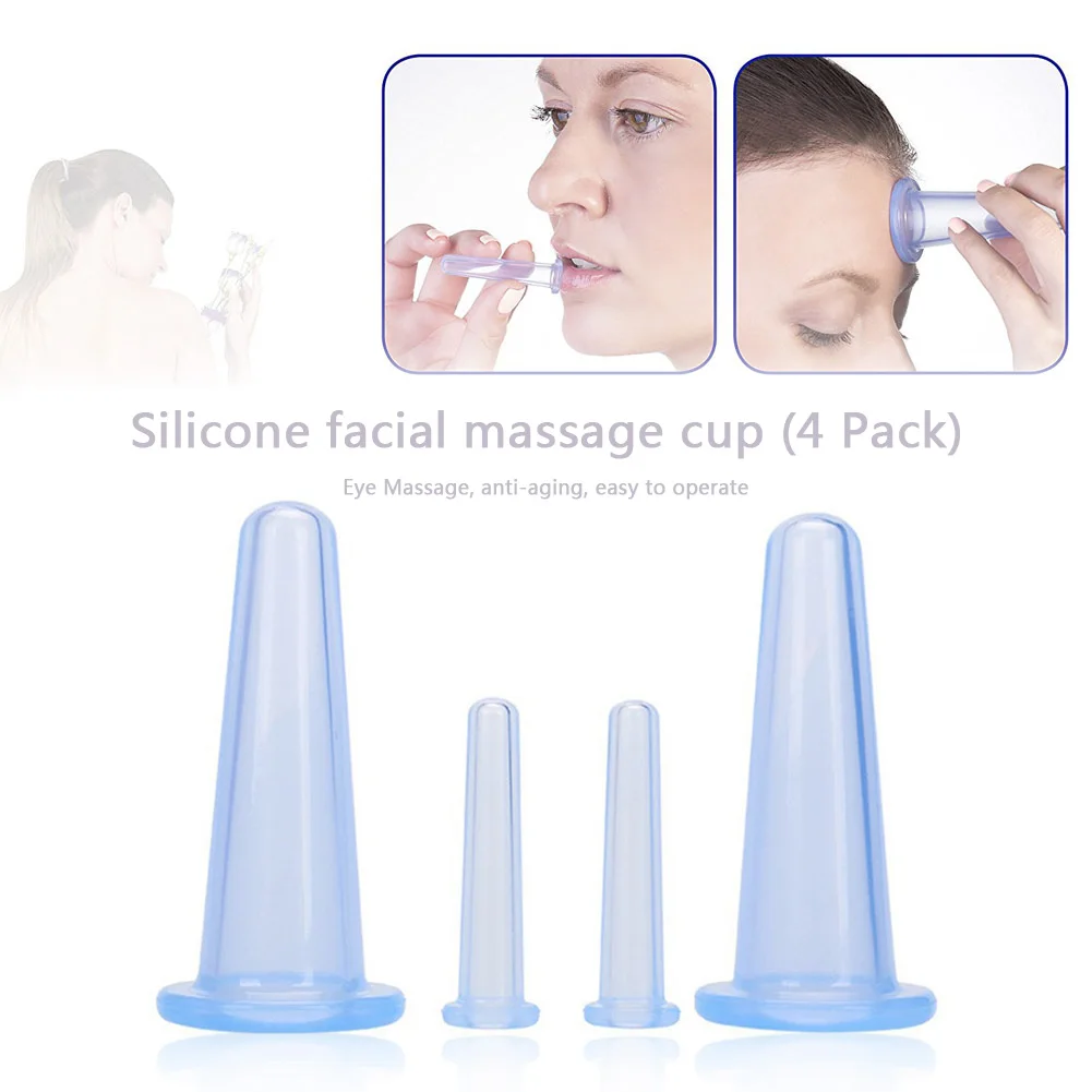 

4pcs Silicone Cupping Suction Can Vacuum Face Massage Cup for Facial Leg Arm Relaxation Household Health Care Tool